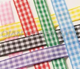 

120 yards 10mm wide Gingham Ribbon, Check Ribbon, By the yard multiple colors mix set