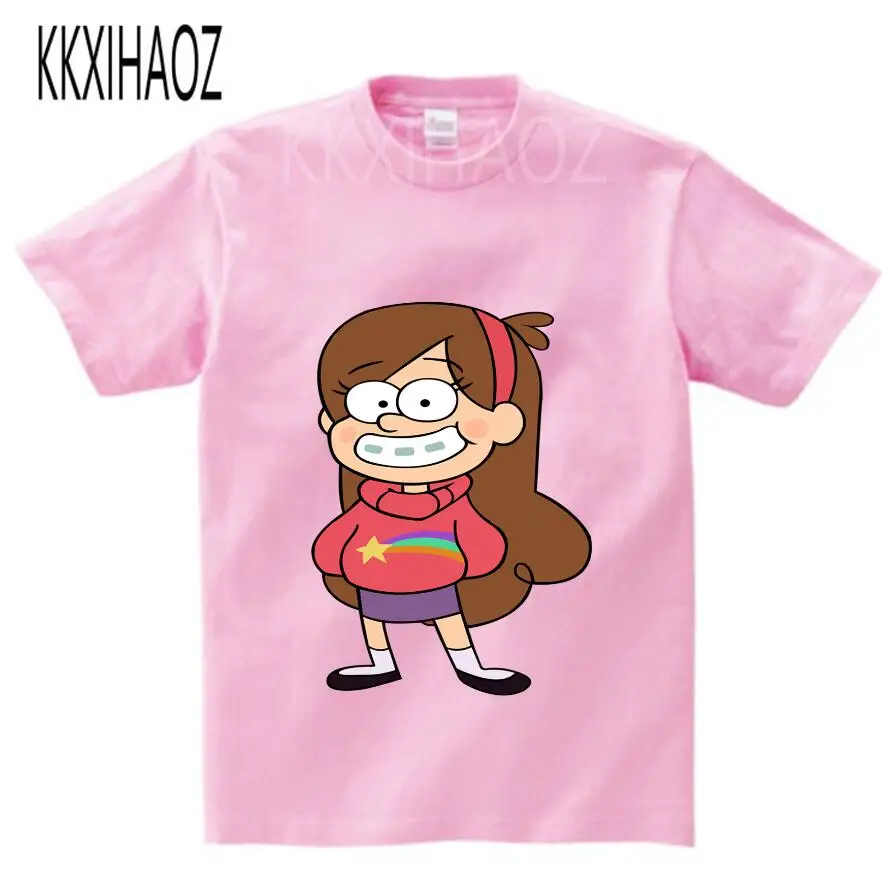 pink childreT-shirt KKXIHAOZ/детская одежда для маленьких девочек хлопковая футболка с короткими рукавами и рисунком Гравити Фолз рубашка Enfant футболка для маленьких мальчиков на осень, NN - Цвет: pink childreT-shirt