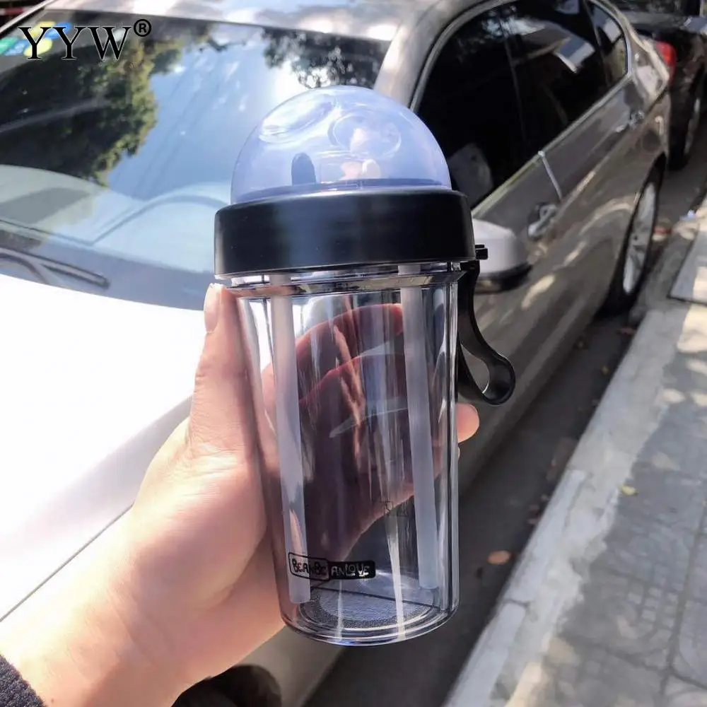 

420ml Drink Water Bottles Creative Couple Sippy Cups Sports Water Bottle With Straw Coffee Bottle For Of Water A Cup Of Double