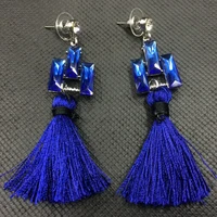hot sale fashion jewelry tassel crystal alloy dangle earrings oversize pendientes long earrings for women 3colors
