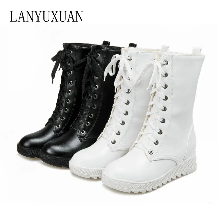 Женские ботинки до середины икры винтажные брендовые на низком каблуке обувь для