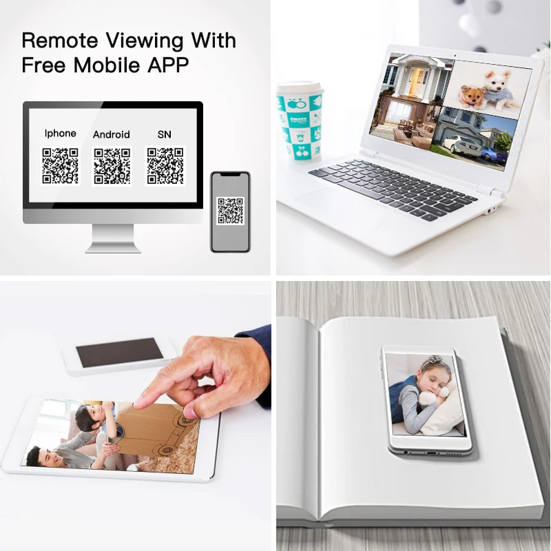 SUNCHAN 4CH AHD 1080P Система безопасности камеры 4*2.0MP 1920TVL Камеры для помещений / на открытом воздухе с защитой от погоды Видео включено.