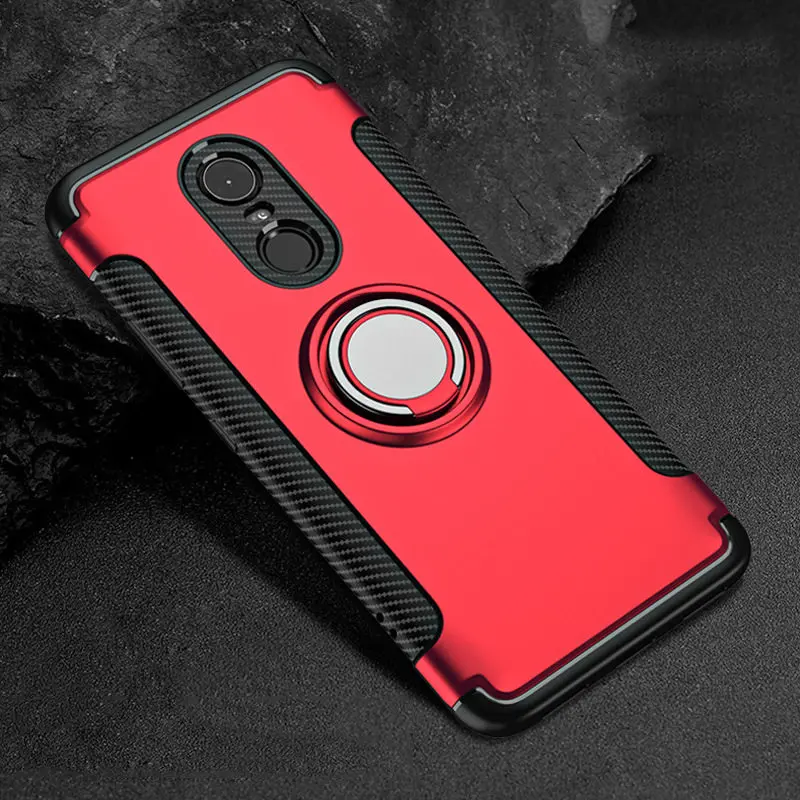 red case Палец кольцо 360 полной защиты чехол на сяоми редми 5 плюс редми ноут 4 ноут 4x ксиоми редми 4x 4a ноут 3 / чехол Xiaomi Redmi 5 Plus Note 4X Note 4 Redmi 4X 4A Note 3 Силиконовая чехол сяоми ми а2 лайт - Цвет: red case