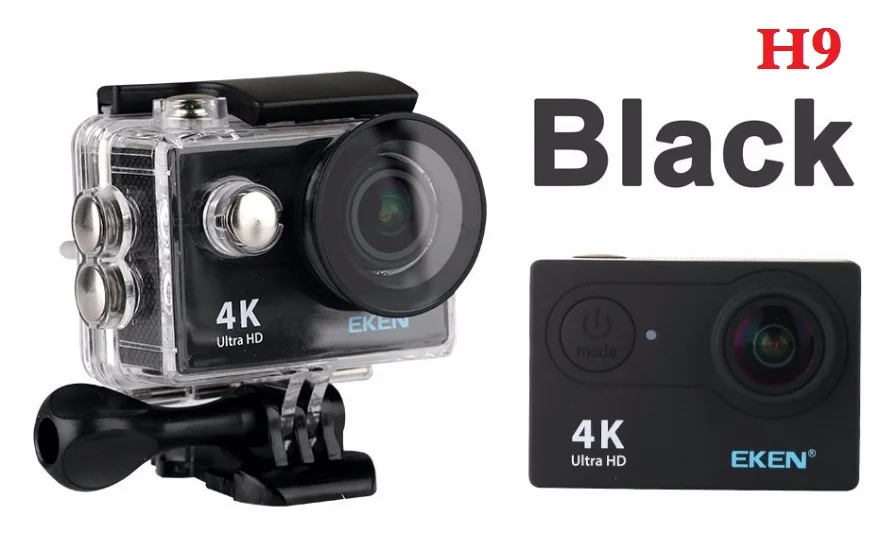 Оригинальная Экшн-камера eken H9/H9R с пультом дистанционного управления Ultra HD 4K 1080 P/60fps go, водонепроницаемая камера, WiFi 2,0, ЖК-дисплей, 170D объектив, профессиональная спортивная камера - Цвет: H9 Black