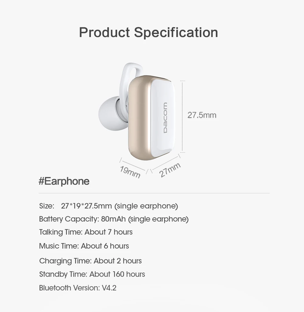 Dacom GF8 мини bluetooth-гарнитура True Twins беспроводные наушники Handsfree Blue tooth наушники стерео шлем с микрофоном для iPhone LG