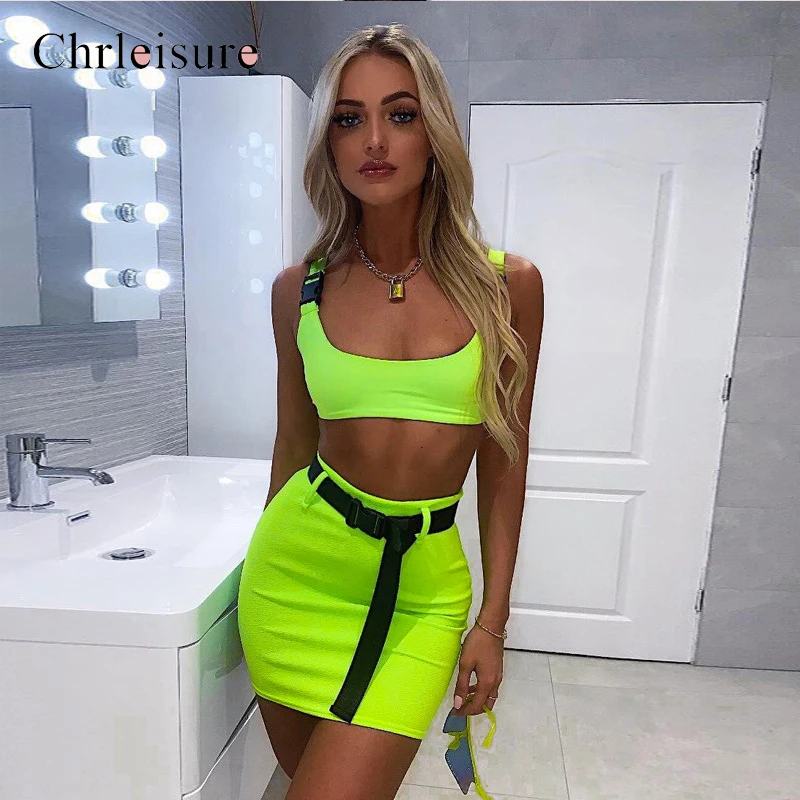Chrleisure сексуальный летний женский комплект из двух предметов однотонный топ с