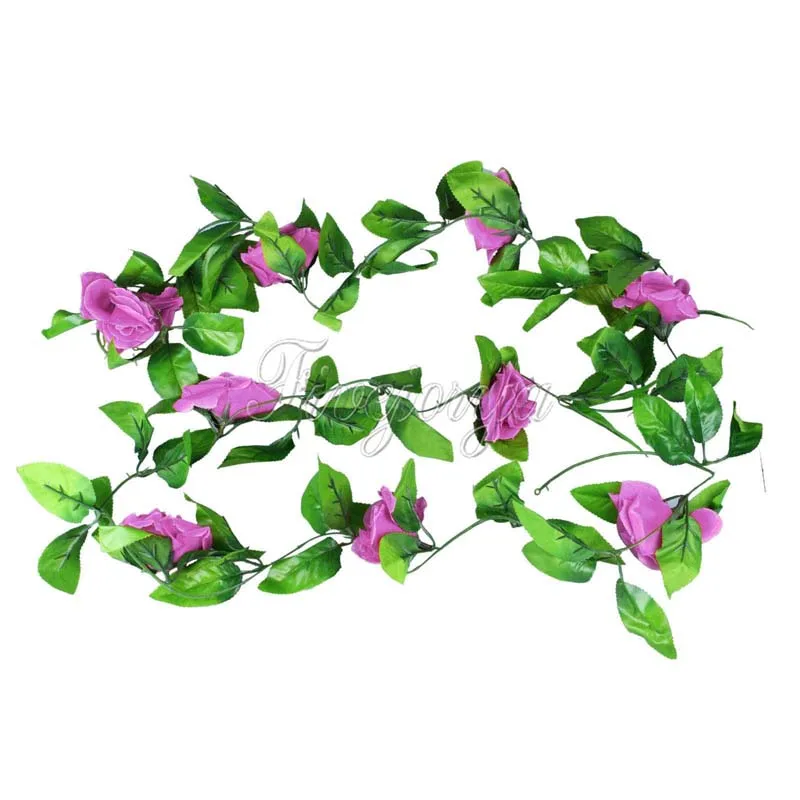10 шт. искусственные Искусственные Шелковые Розы Плющ лоза висячая гирлянда для