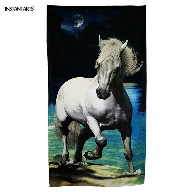 HM971 INSTANTARTS компактное пляжное банное мягкое полотенце 3D с принтом лошади для путешествий портативное Впитывающее большое полотенце для фитнеса и тренажерного зала для взрослых - Цвет: HM971