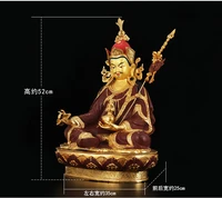 52cm large huge home temple lobby efficacious protection nepal tibet gold tantra guru padmasambhava buddha brass statue