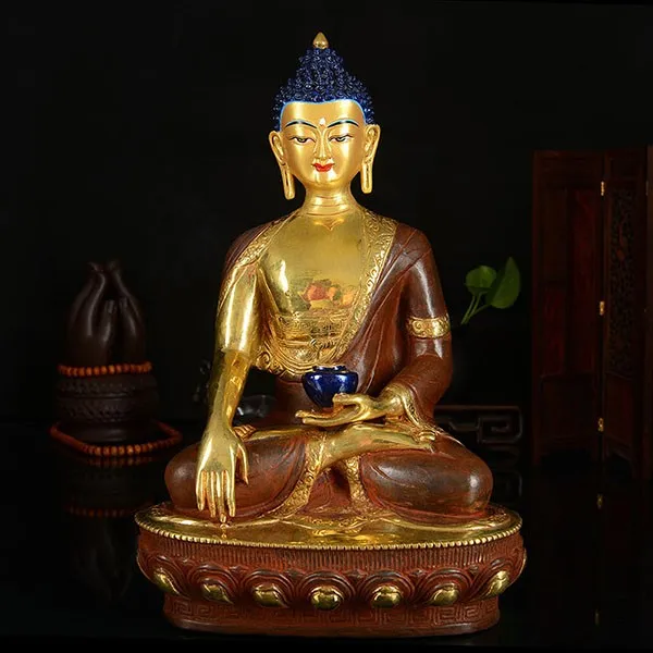 

TOP GOOD HOME Talisman Protection # Tibetan Buddhism the Buddha Gilding brass statue 33CM