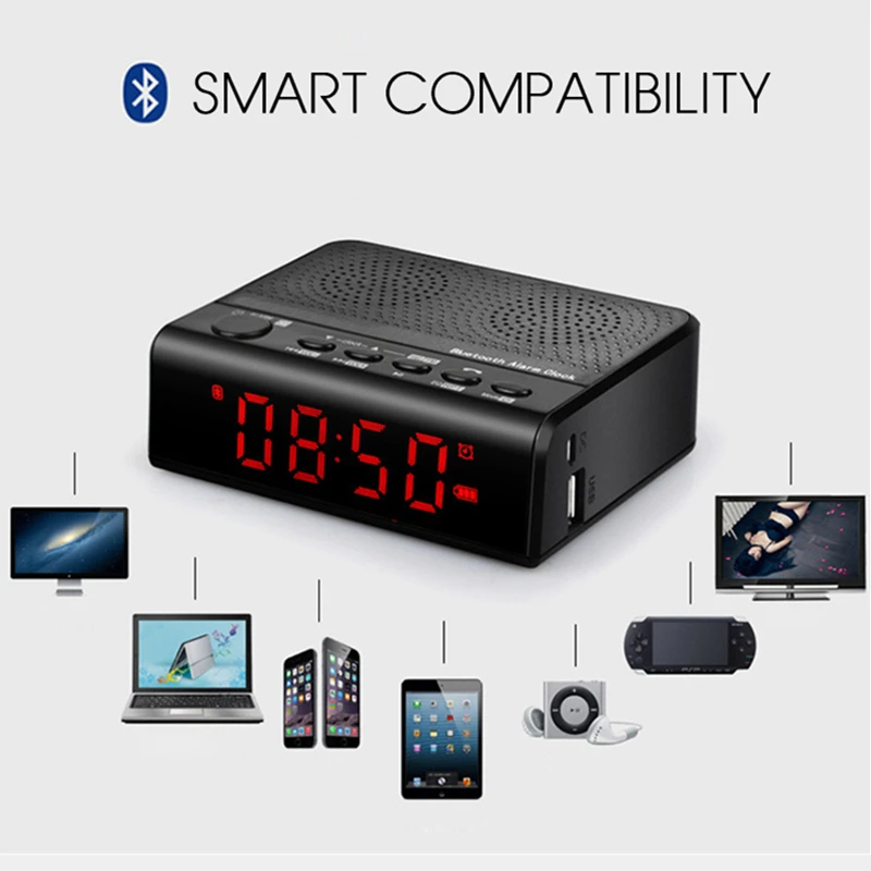 TOPROAD Настольный Bluetooth динамик Портативный беспроводной стерео будильник s