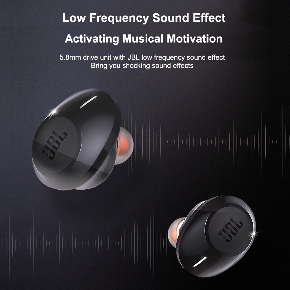 JBL TWS True беспроводные Bluetooth наушники TUNE120 с микрофоном наушники невидимые сенсорные управление спортивные наушники с зарядным чехлом