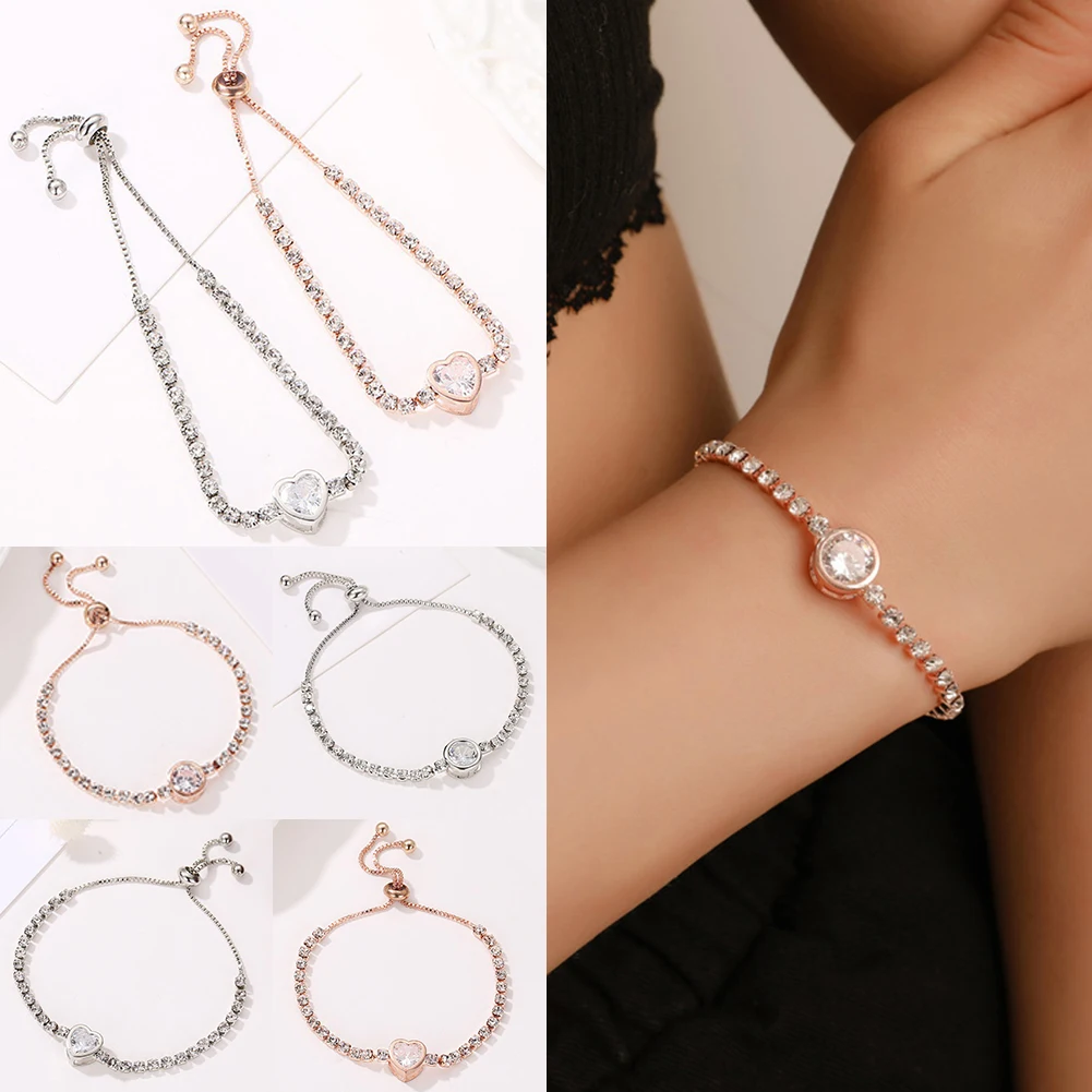 Женские очаровательные браслеты Стразы с кристаллами модные розовые золотые