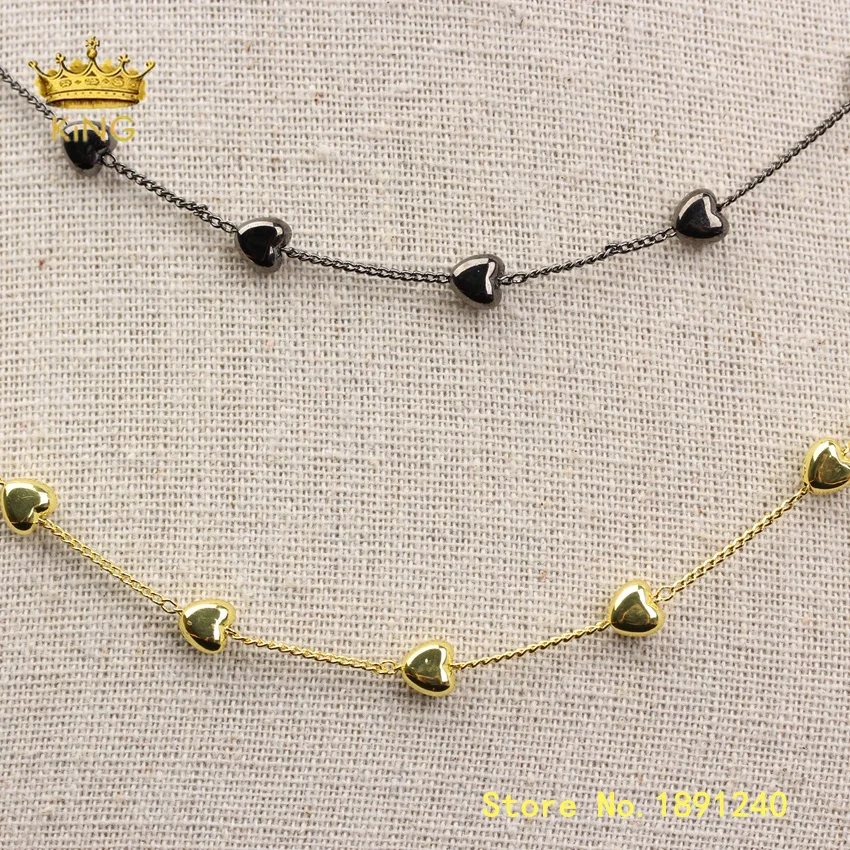 

5meters Copper Chains Findings Jewelry,Wire Wrapped Heart Charms Beaded Chain Rosary Necklace,Handmade Chokers Body Chain ZJ334