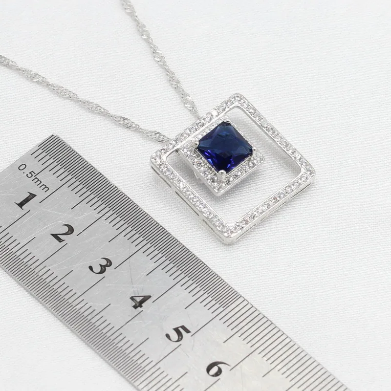 Серебряные Ювелирные наборы для женщин 2018 новейшее синее ожерелье с кристаллом