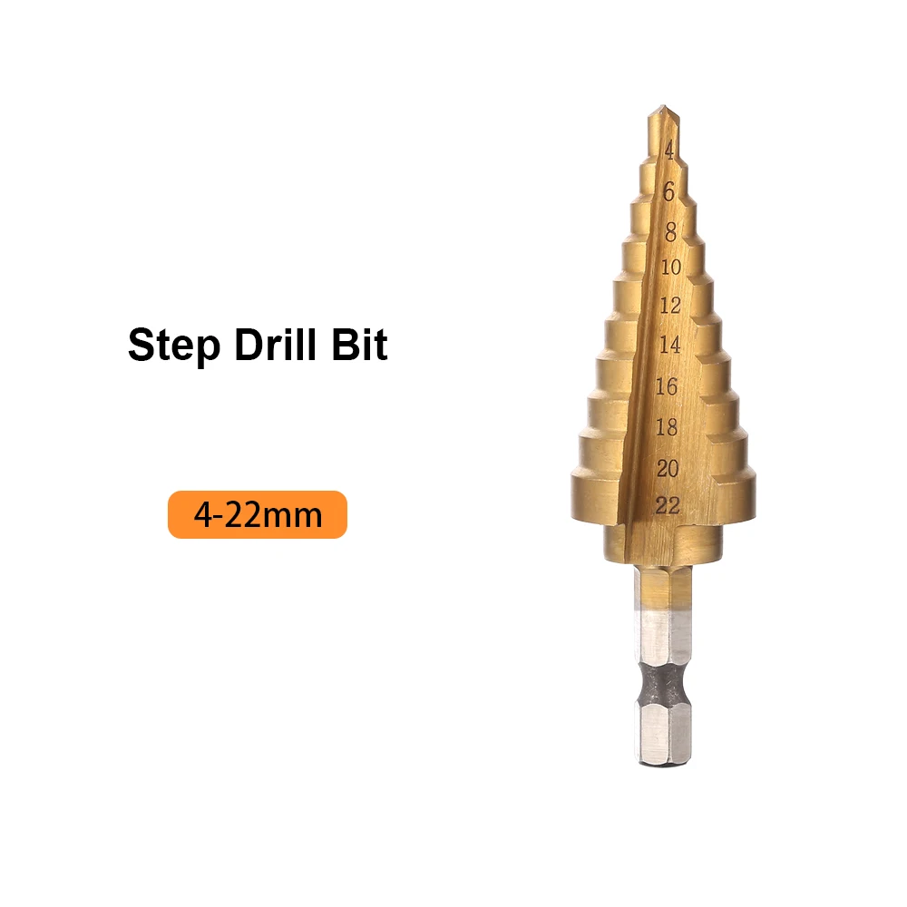 Step Drill Bit JelBo 4-22 мм набор инструментов сверло ступенчатое сверло шестигранное титановое ступенчатое конусное электроинструменты инструменты для отверстий Зенковка 1 шт - Цвет: Step Drill Bit