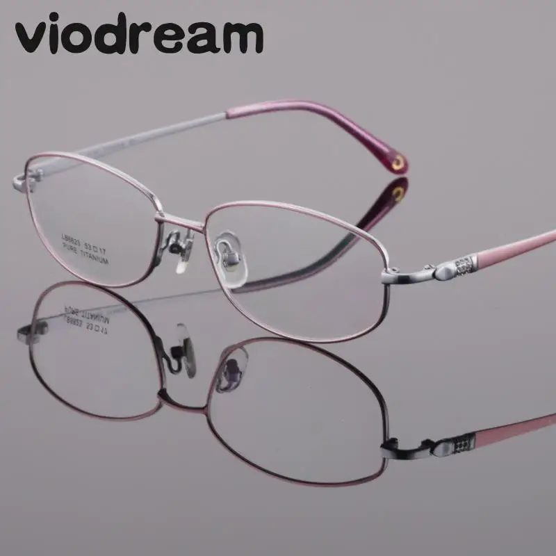 Viodream оправа для очков из чистого титана Женская Модная ретро супер легкая