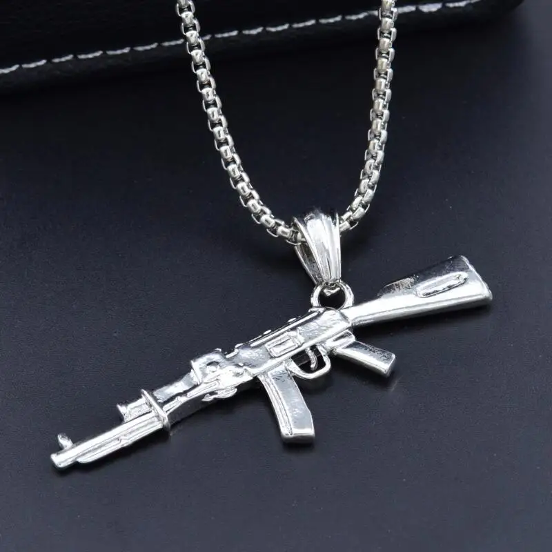 Europe and the United States jewelry punk hip-hop machine gun necklace personality creative men's submachine rifle pendant | Украшения