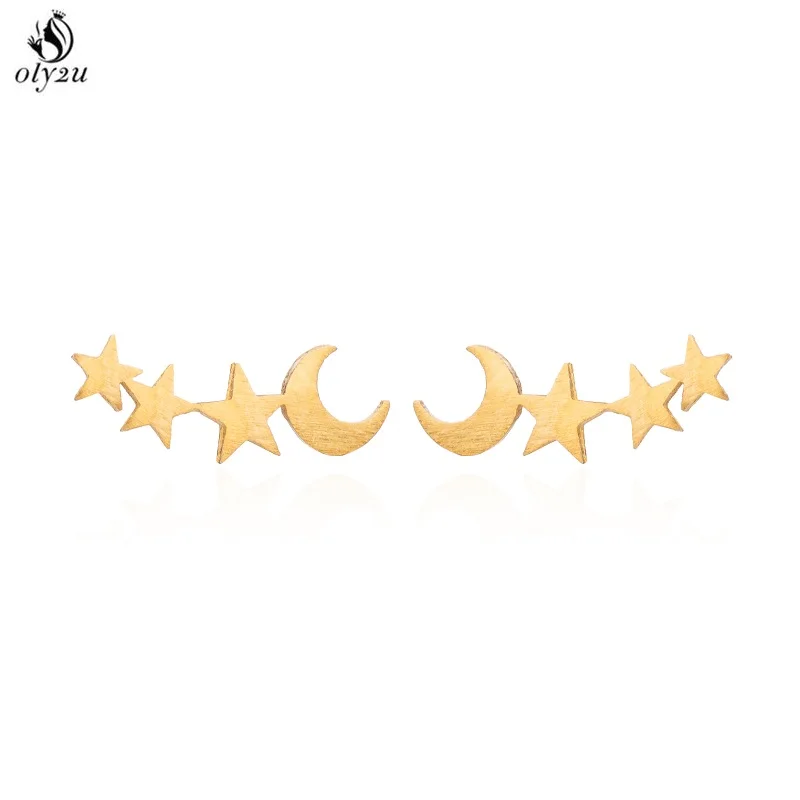 Женские серьги пусеты oly2u с Луной и звездой крошечная звезда вечерние подарок на