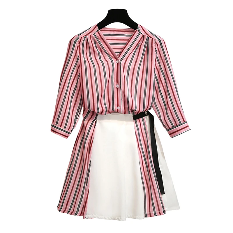 Летний женский полосатый комплект из двух предметов Trytree повседневная