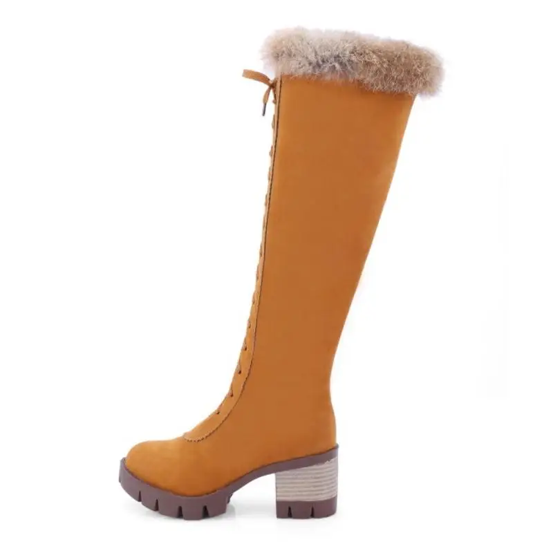 KemeKiss/женские сапоги до колена на платформе зимняя теплая женская обувь меху