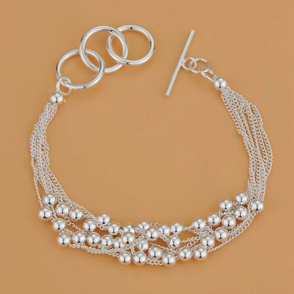 Bracelets high quality charm jewelry women silver plated bracelet 6 chain bead AB133 | Украшения и аксессуары