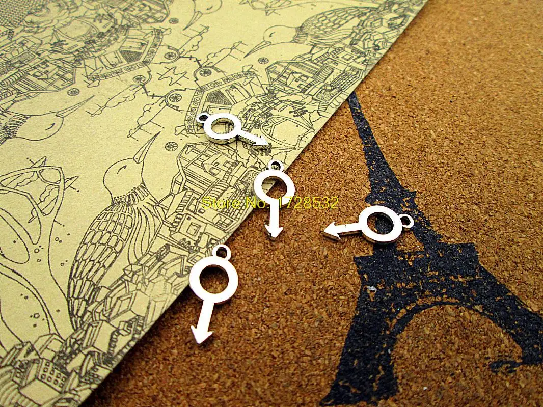 

40pcs Male Symbol Charms Antique Silver Tone Gender 8*18mm