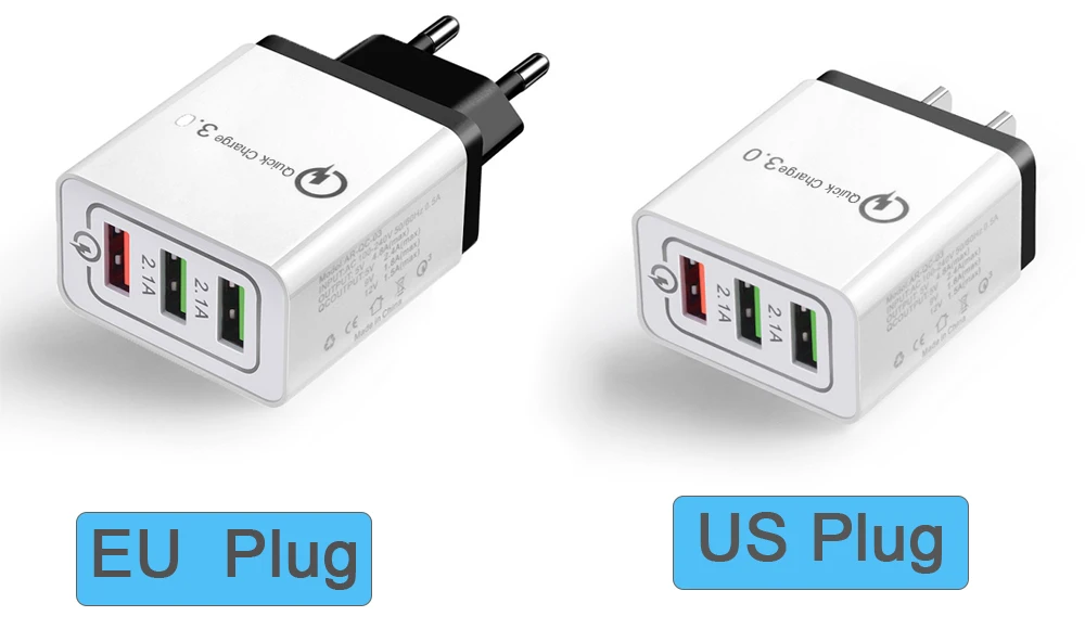 QC 3,0 18 Вт USB быстрая зарядка 3,0 5 в 3 а зарядное устройство для мобильного телефона зарядное устройство быстрое зарядное устройство ЕС США Разъем для iphone 7 8 Sumsung S8 S9 huawei
