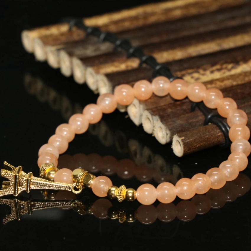 Романтическая 16 стиль эластичная нить браслет натуральный камень нефриты