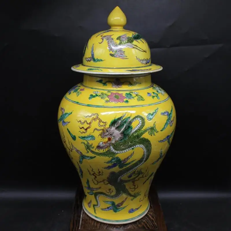 

Фарфоровый горшок в античном стиле QingDynasty, универсальный желтый пастельный бак, ручная роспись, украшение для дома/Коллекция, бесплатная до...
