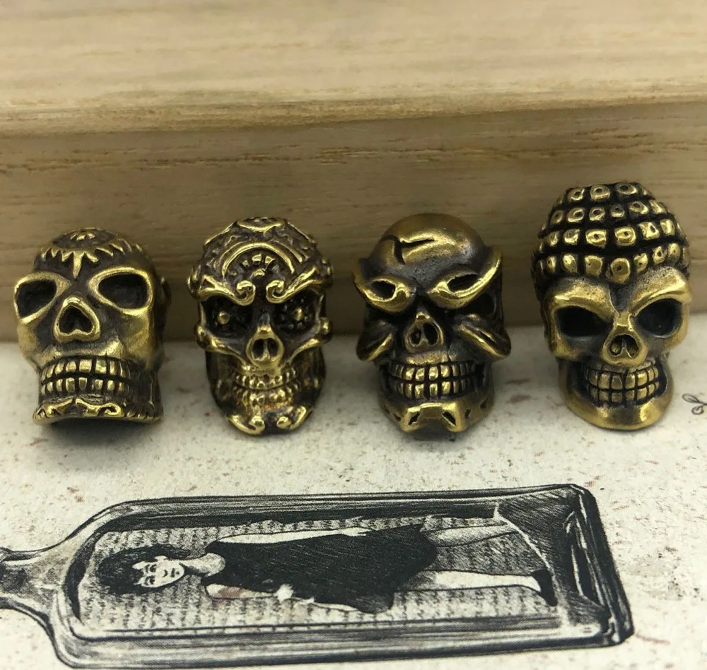 4 шт. EDC Инструменты Нож бусины латунь Будда головной шнурок шарик Паракорд нож