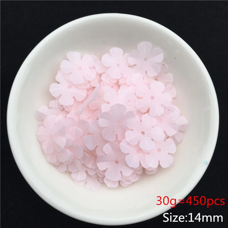 14mm Matte Flower Прозрачный матовый розовый 30 г/лот смешанные формы ПВХ свободная тесьма с пайетками для шитья свадьбы ремесло, Дети DIY Аксессуары для женской одежды - Цвет: 14mm Matte Flower