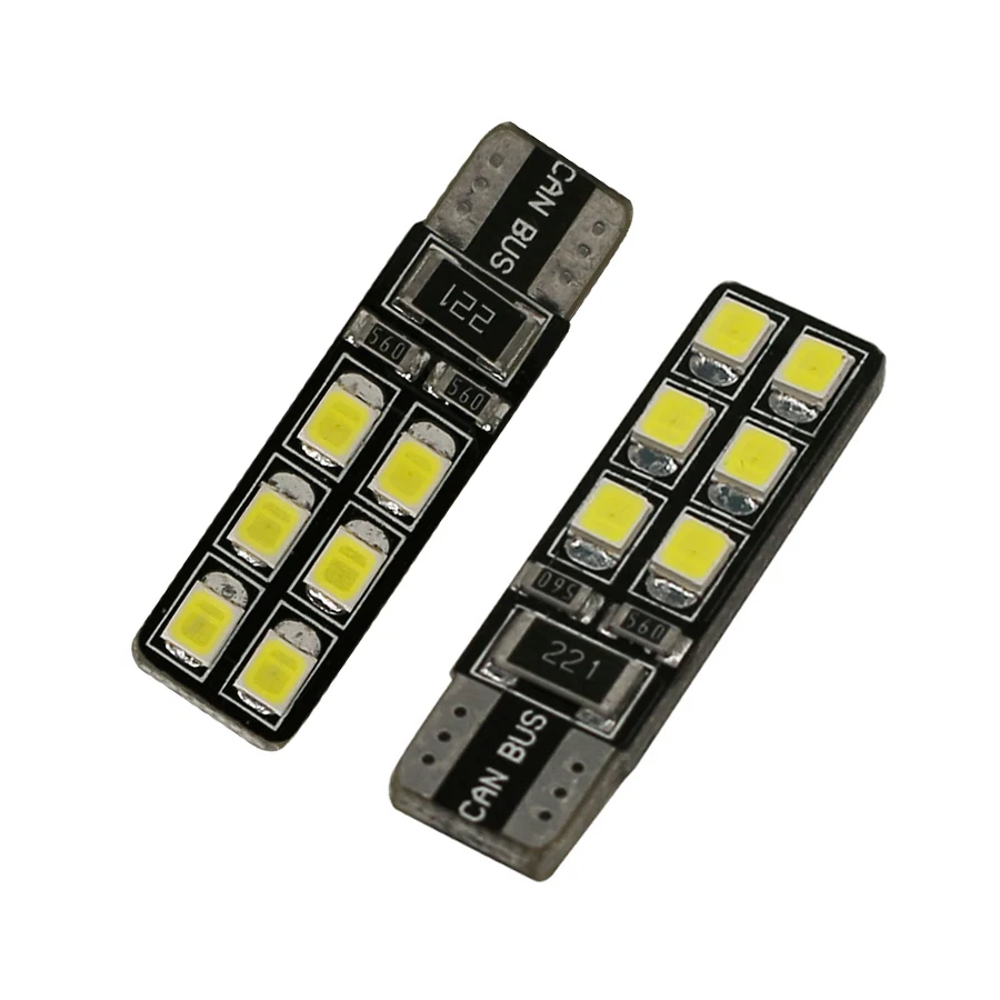 Автомобильные светодиодные лампы CANBUS T10 W5W 12 светодиодов 3528 SMD белые красные