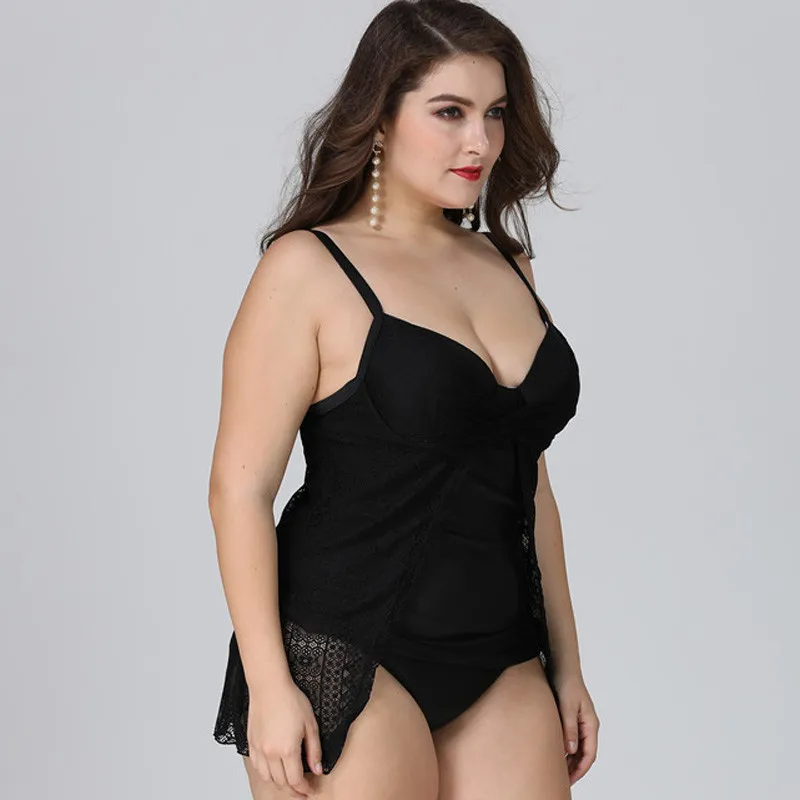 Женский слитный купальник размера плюс 2018 летняя пляжная одежда кружевные