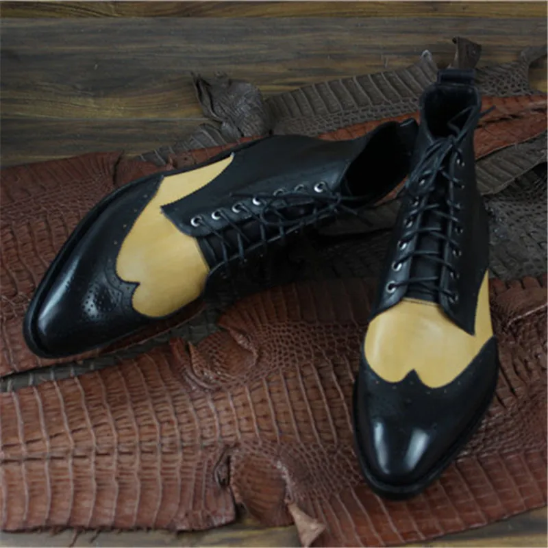 MALONEDA/модные ботинки с перфорацией типа броги на заказ большие размеры Goodyear