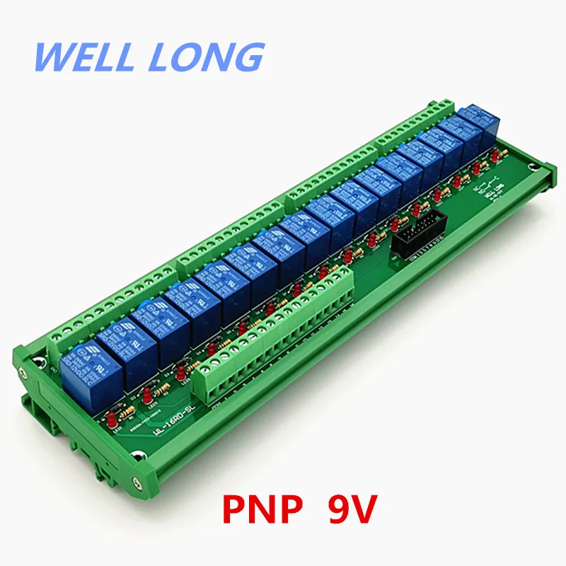 

DIN Rail Mount 16 Channel PNP Type 9V 10A Power Relay Interface Module,SONGLE SRD-9VDC-SL-C Relay.