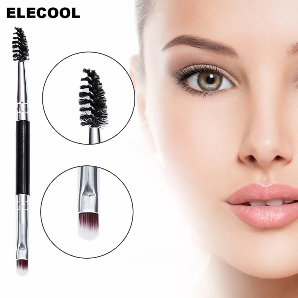 ELECOOL 1 шт. Pro черная двухсторонняя кисть для бровей теней два конца косметические