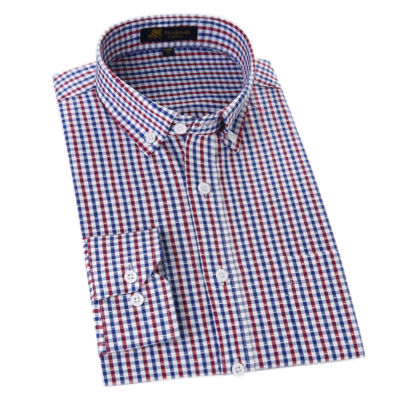 Для мужчин Оксфорд Повседневное рубашки Non-Iron Plaid социальных рубашки с длинным рукавом Для мужчин Рубашка классическая Стиль для Для мужчин