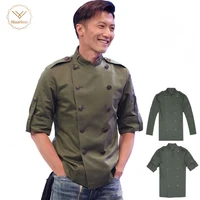 men short sleeves breathable double breasted chef food service cuisine cook workwear t shirt kitchen work uniforms aprons new