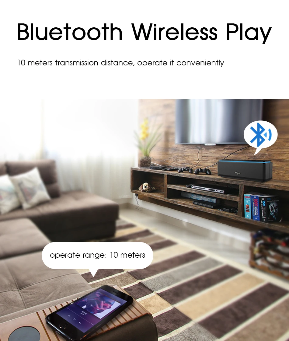 ZEALOT S7 3D бас стерео беспроводной динамик Bluetooth Саундбар сенсорное управление портативный 26 Вт AUX TF карта 20 ч воспроизведение