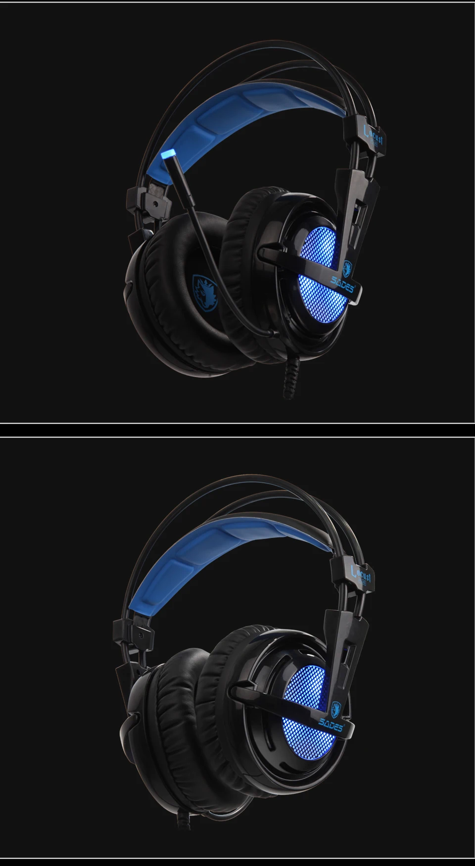 Наушники SADES Locust Plus, 7,1, объемный звук, гарнитура, эластичная подвеска, повязка на голову, наушники с RGB светодиодной подсветкой для ПК/ноутбука