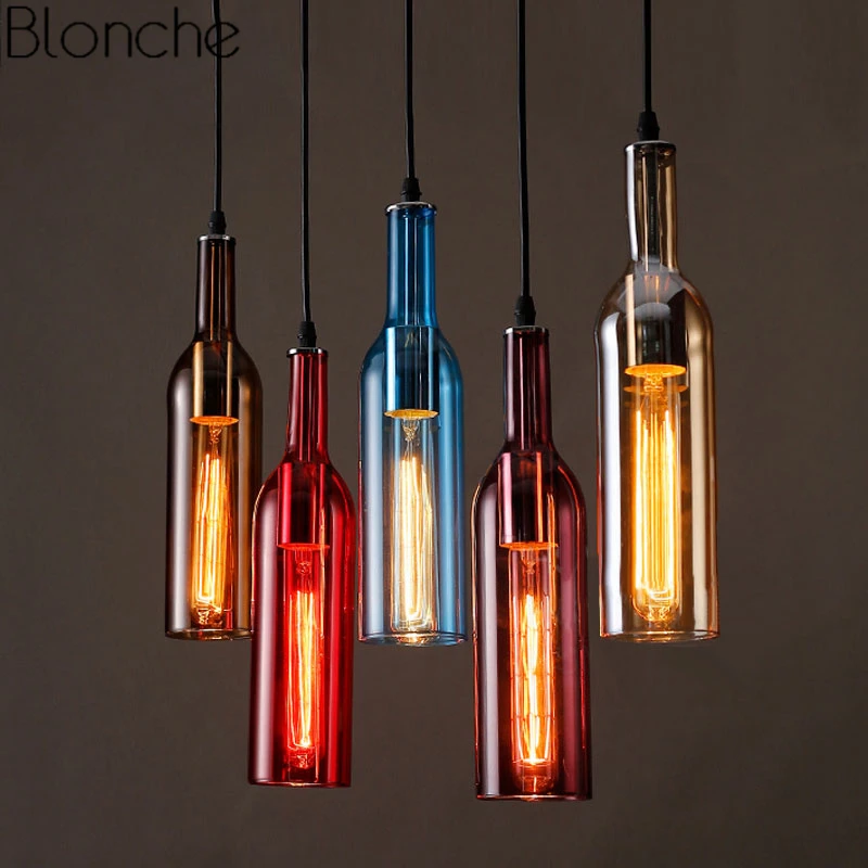 Современная пивная бутылка подвесные светильники Led витражная Подвесная лампа
