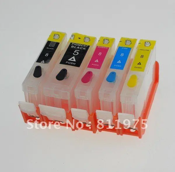 

Wholesale Free shipping 5BK 8BK C M Y For CANON IP3300 IP4200 IP4500 MP530 IP5300 refillable ink cartridge with Permanent chip
