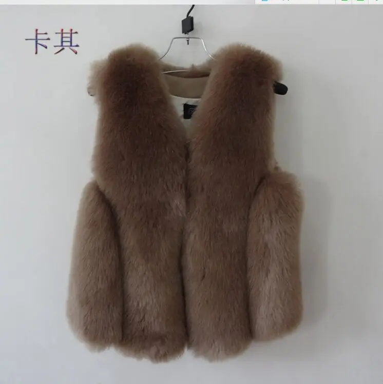 Женский Теплый жилет из искусственного лисьего меха короткая шуба верхняя
