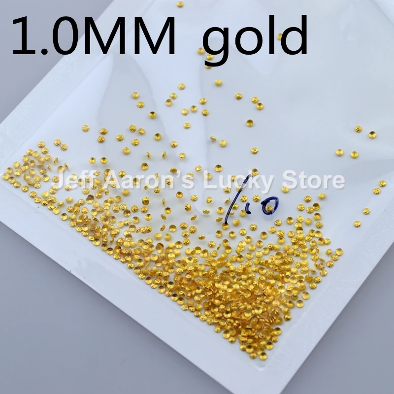 500 шт золотистого и серебряного матового металла 3d украшения для ногтей 2 мм 1