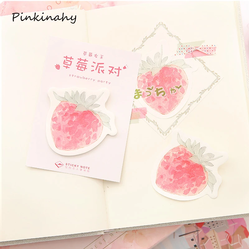 30 листов/партия Kawaii Memo Pad с клубничным сыром самоклеящаяся бумага для заметок