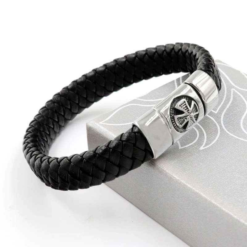Модные мужские новые плетеные кожаные браслеты высокого качества спортивные