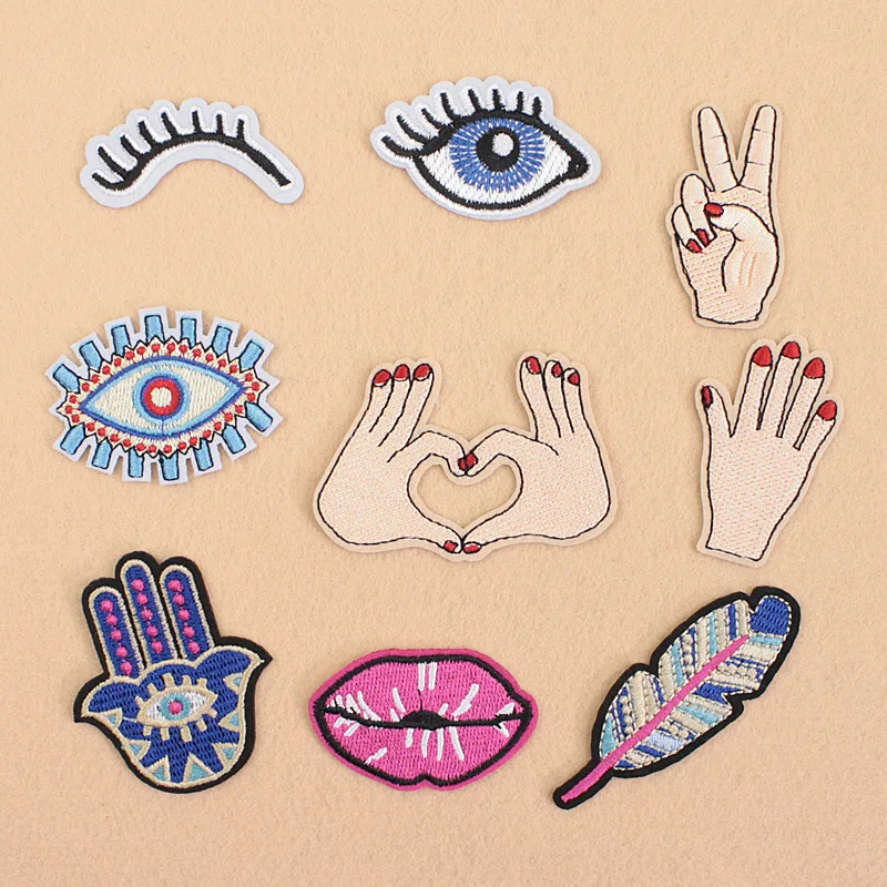 Сексуальные вышитые нашивки с губами патчи для глаз наклейки джинсов аппликация