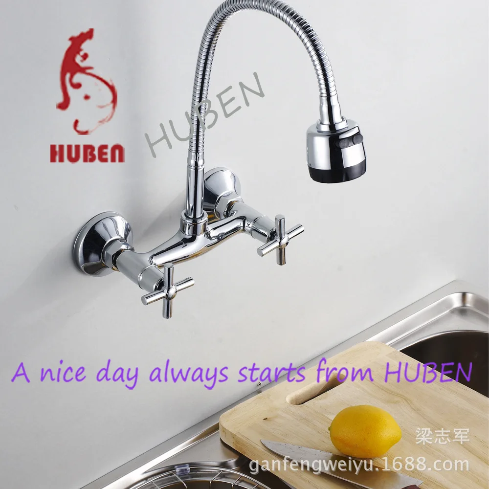 

Full copper kitchen faucet Tiger Ben universal pipe vegetables basin faucet into the wall faucet sink faucet