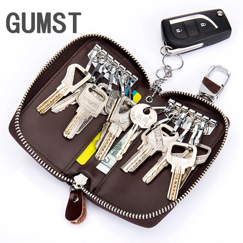 

Высококачественный вместительный мужской кошелек для ключей GUMST из спилка, органайзер, женская сумка для ключей от дома, цепочка для ключей ...